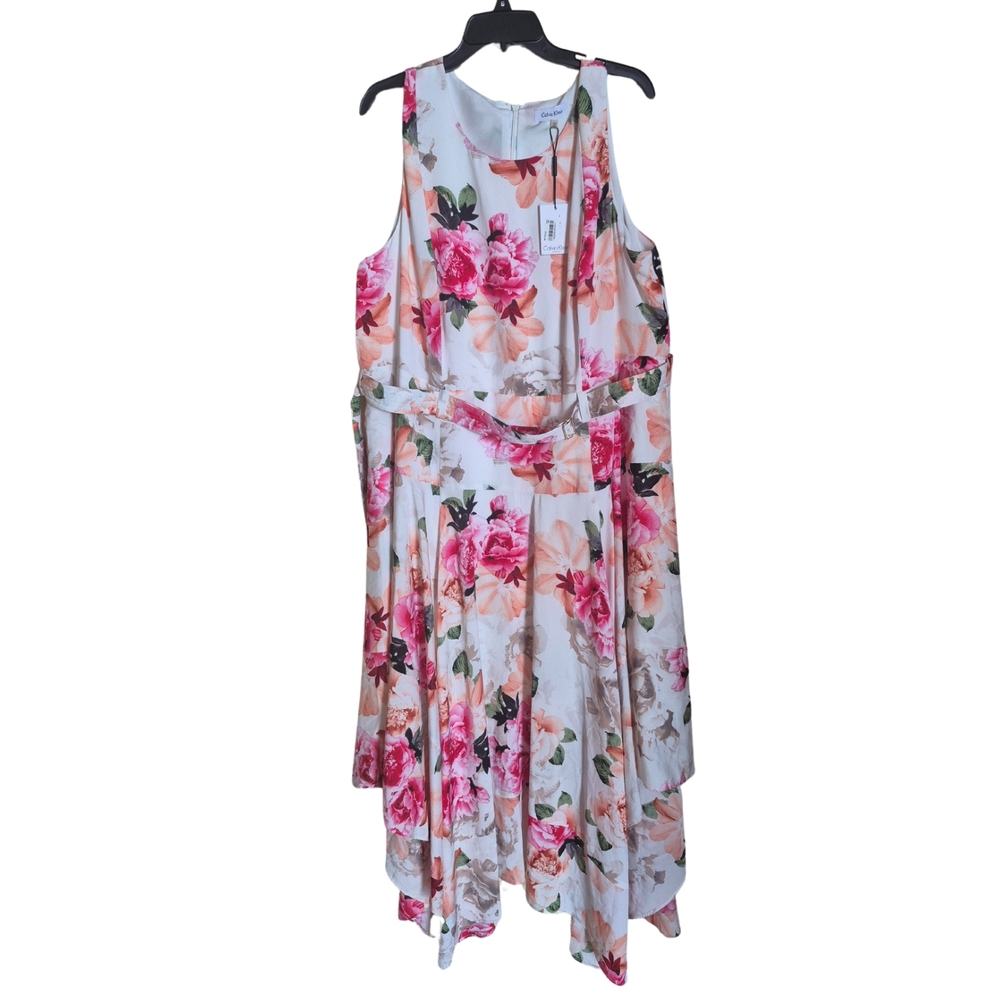Floral Sleeveless Dress - Pink and White